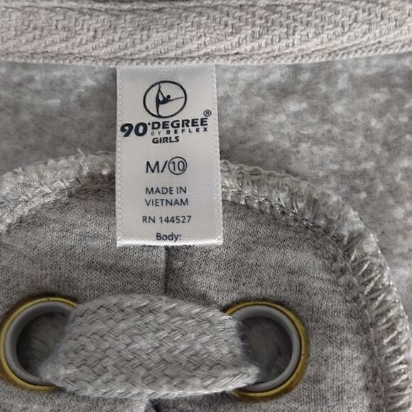 90 Degree Gray Lace-up Back Cropped Sweatshirt - Picture 6 of 8